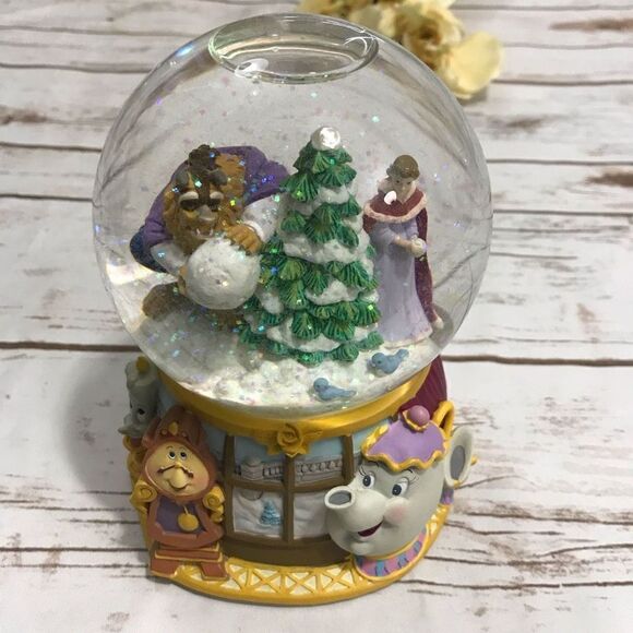 Disney Enesco Beauty And The‎ Beast Snow Globe MINUET NO. 1 Snow Globe Music Box - Picture 10 of 13